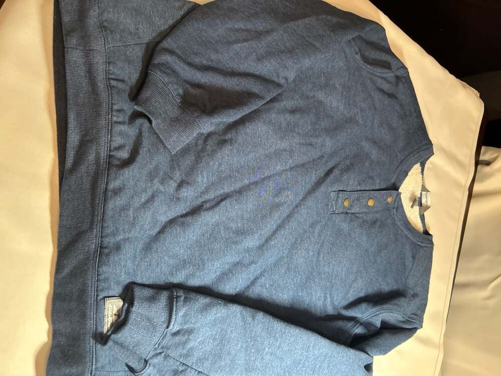 Eddie Bauer Men's Sherpa-Lined Henley Sweatshirt Blue Size L